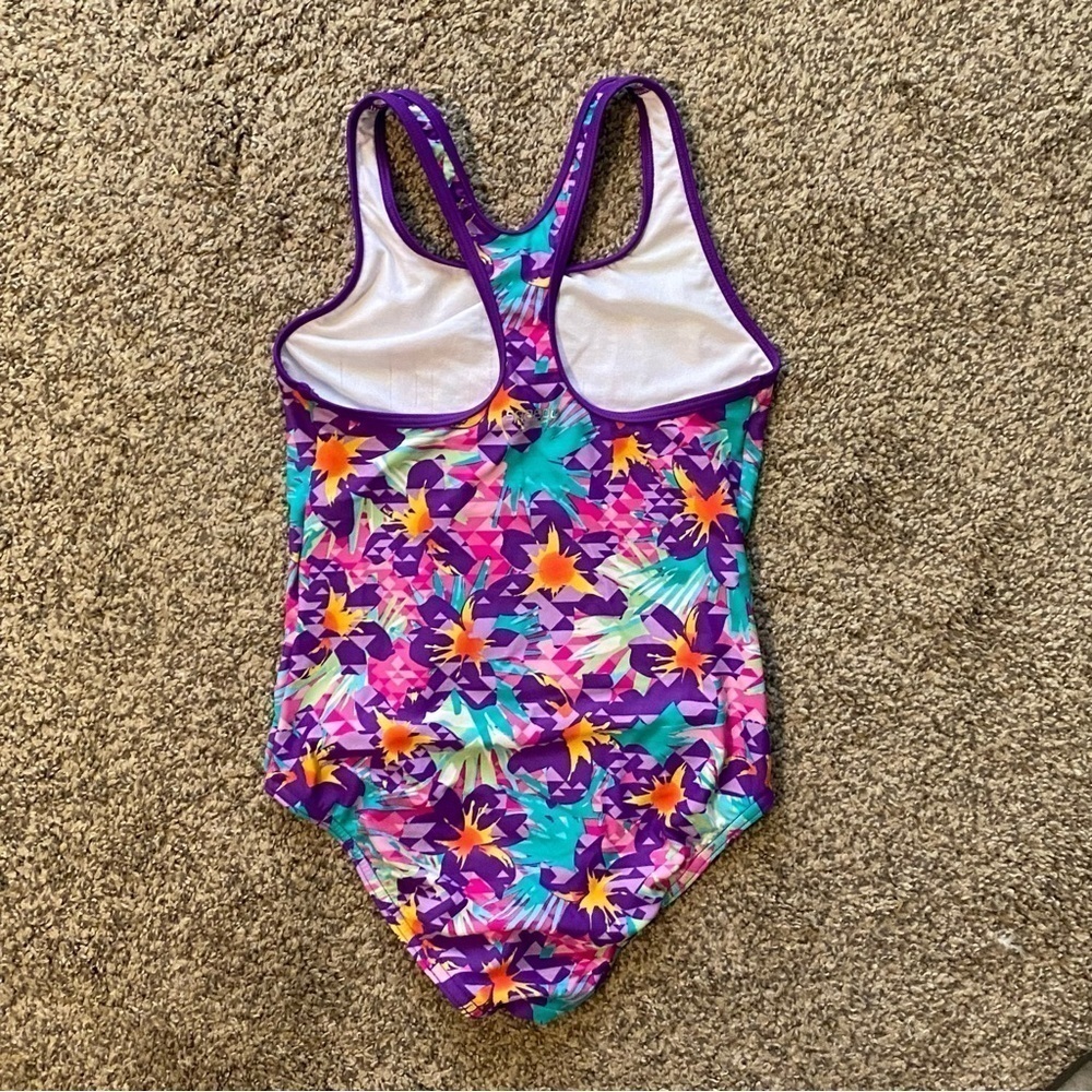Speedo Floral Multicolor One-Piece Swimsuit Sz 12 - Picture 4 of 6